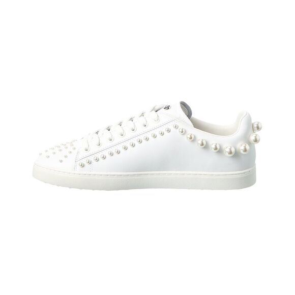 Stuart Weitzman Goldie Leather Sneaker, White - Picture 2 of 5